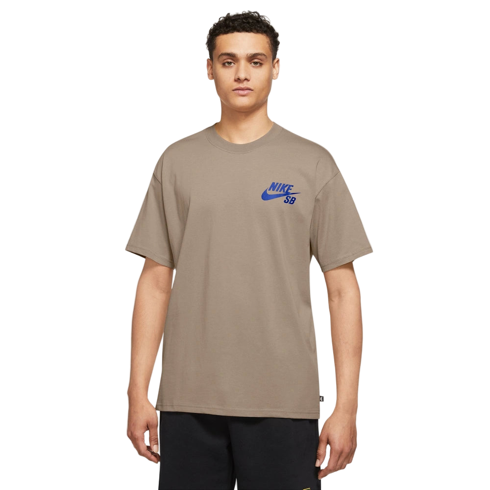 Front image of SB Tee in Khaki Hyper Royal
