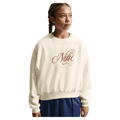Main view of the Nike  Sportswear Club Fleece Crew Neck in Soft Pearl colourway, kids model