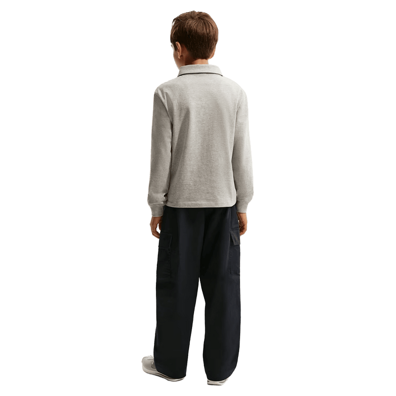 Back view of the Nike Sportswear Club Woven Cargo Pants in Black and White colourway, kids model