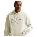 Main view of the Nike Sportswear Club Hoodie in Light Khaki colourway, unisex model