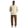 Front view of the Nike Sportswear Club Hoodie in Light Khaki and white colourway, unisex model