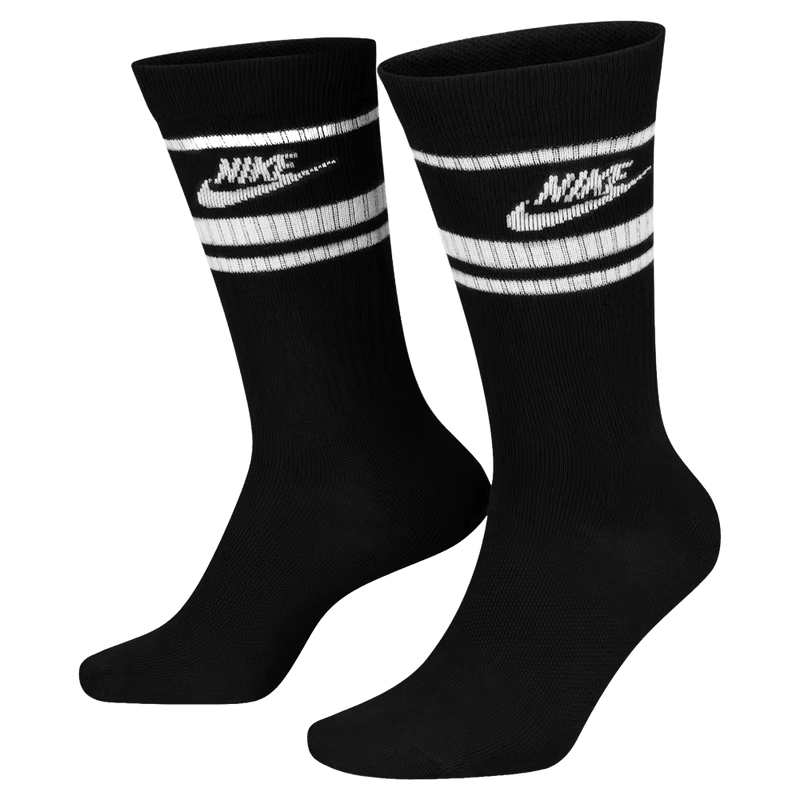 Worn view of the Nike Sportswear Dri Fit Socks in Black colourway, unisex model