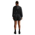 Back view of the Nike Sportswear Phoenix Fleece Full-Zip Cropped Hoodie in Black colourway, women model