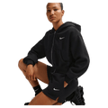 Main view of the Nike Sportswear Phoenix Fleece Full-Zip Cropped Hoodie in Black colourway, women model