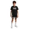 Front view of the Nike Sportswear Tee in Black colourway, kids model