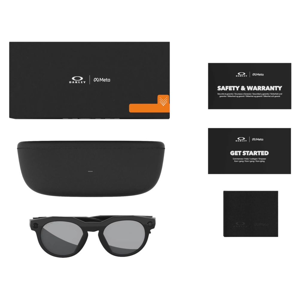 Set view of the Oakley 2026 HSTN Meta Sunglasses in Black - Prizm Black Polarized colourway, unisex's model.