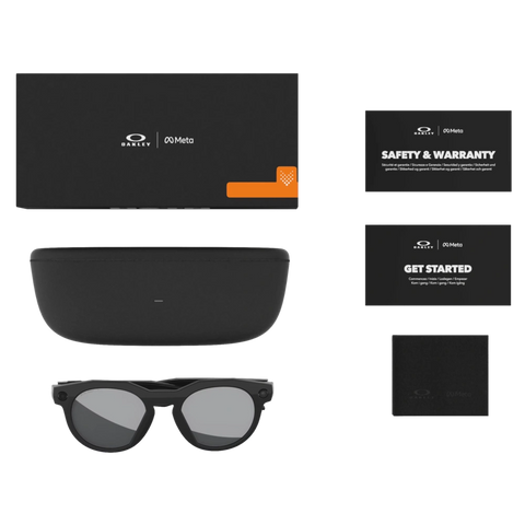 Set view of the Oakley 2026 HSTN Meta Sunglasses in Black - Prizm Black Polarized colourway, unisex's model.