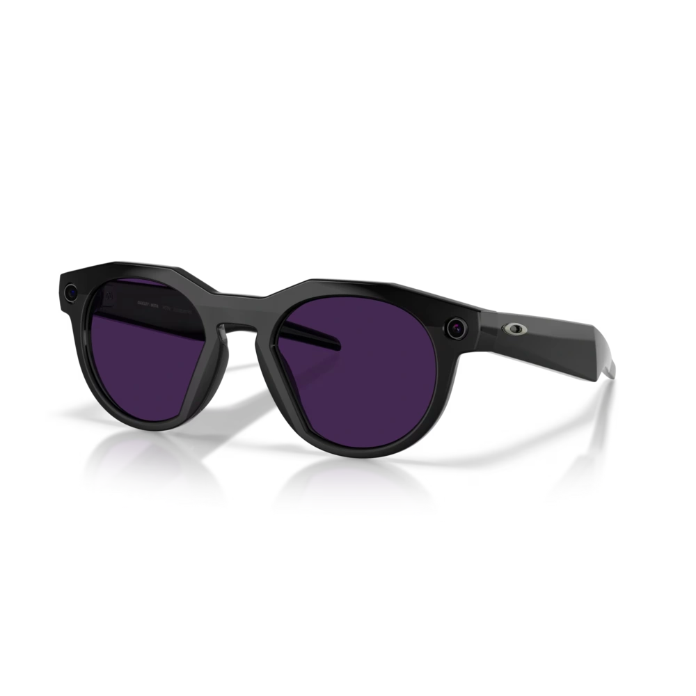 Main view of the Oakley 2026 HSTN Meta Sunglasses in Black - Transitions Amethyst colourway, unisex's model.
