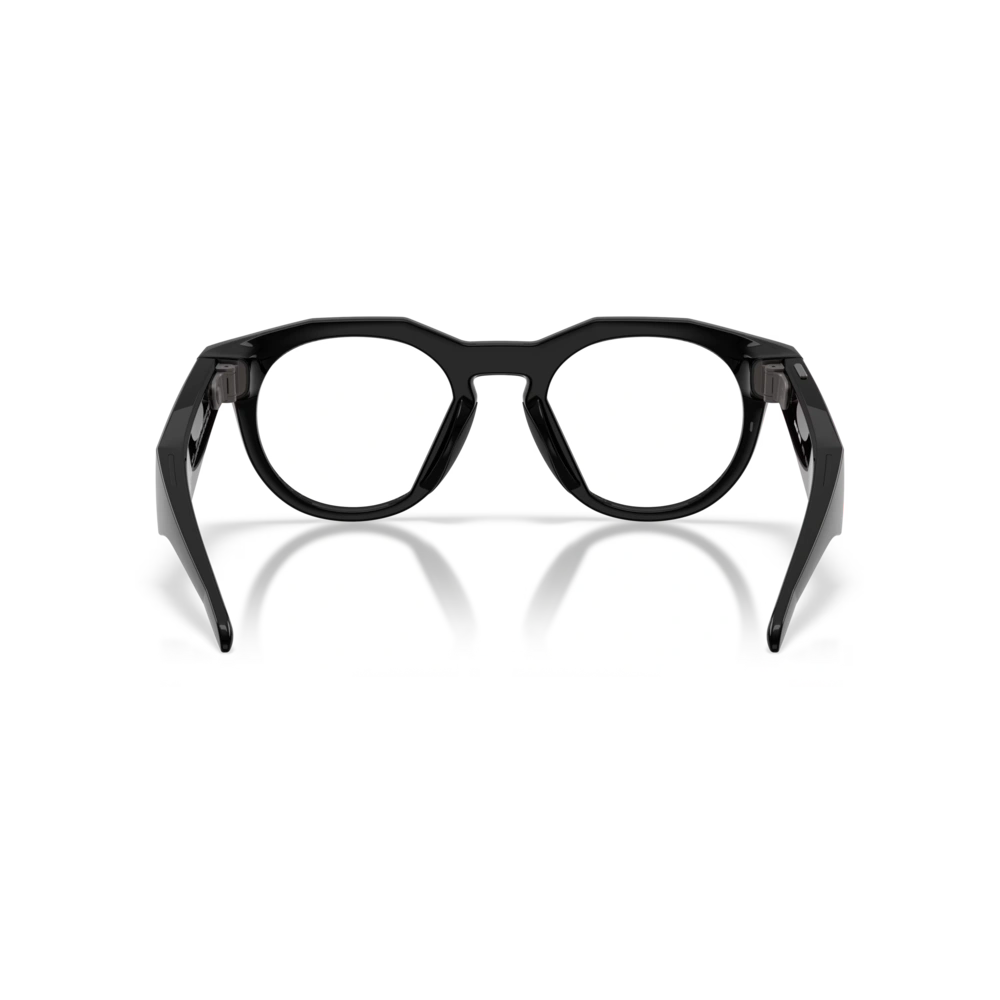 Back view of the Oakley 2026 HSTN Meta Sunglasses in Black - Transitions Amethyst colourway, unisex's model.