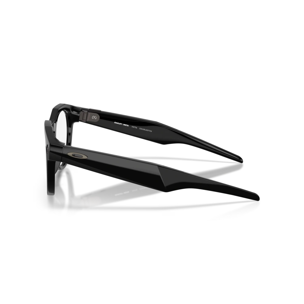 Side view of the Oakley 2026 HSTN Meta Sunglasses in Black - Transitions Amethyst colourway, unisex's model.