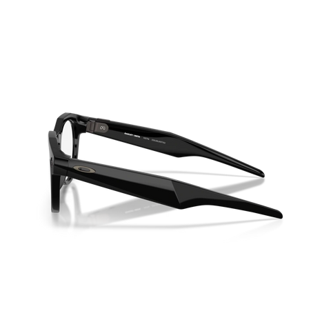 Side view of the Oakley 2026 HSTN Meta Sunglasses in Black - Transitions Amethyst colourway, unisex's model.