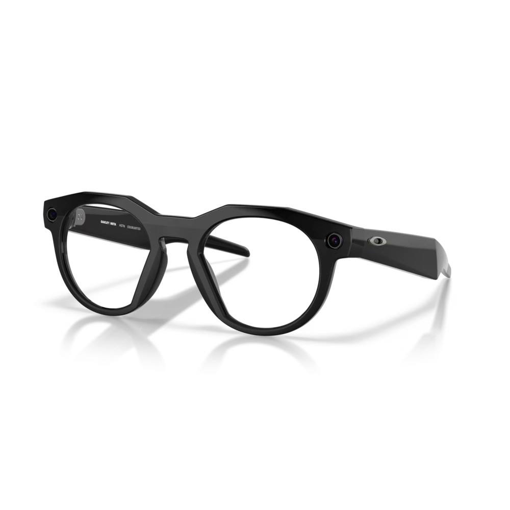 Main view of the Oakley 2026 HSTN Meta Sunglasses in Black - Transitions Amethyst colourway, unisex's model.