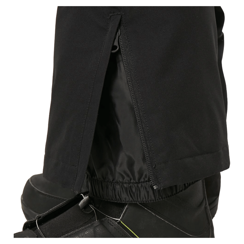Detail view of the Oakley Best Cedar Rc Insulated Ski Pants in Blackout colourway, mens's model