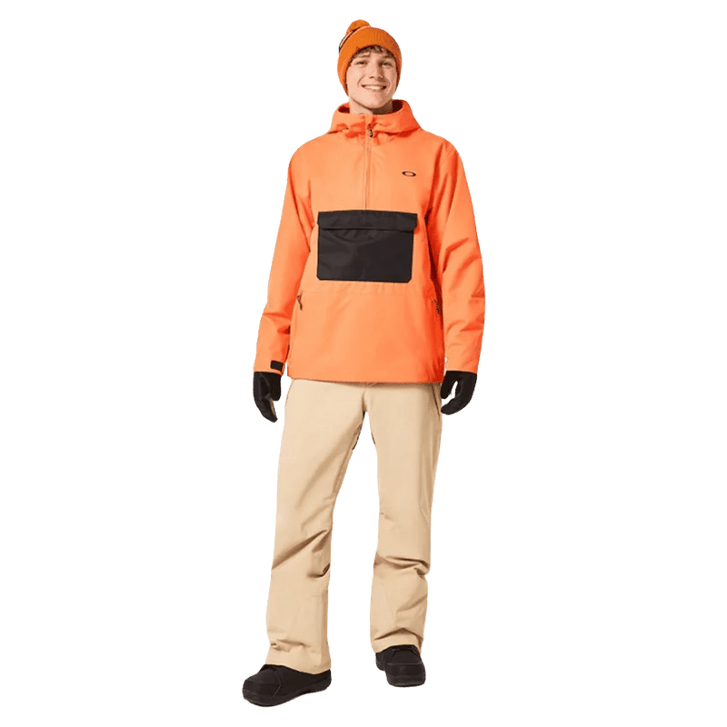 Full-body view of the Oakley Best Cedar Rc Insulated Ski Pants in Pebble colourway, mens's model
