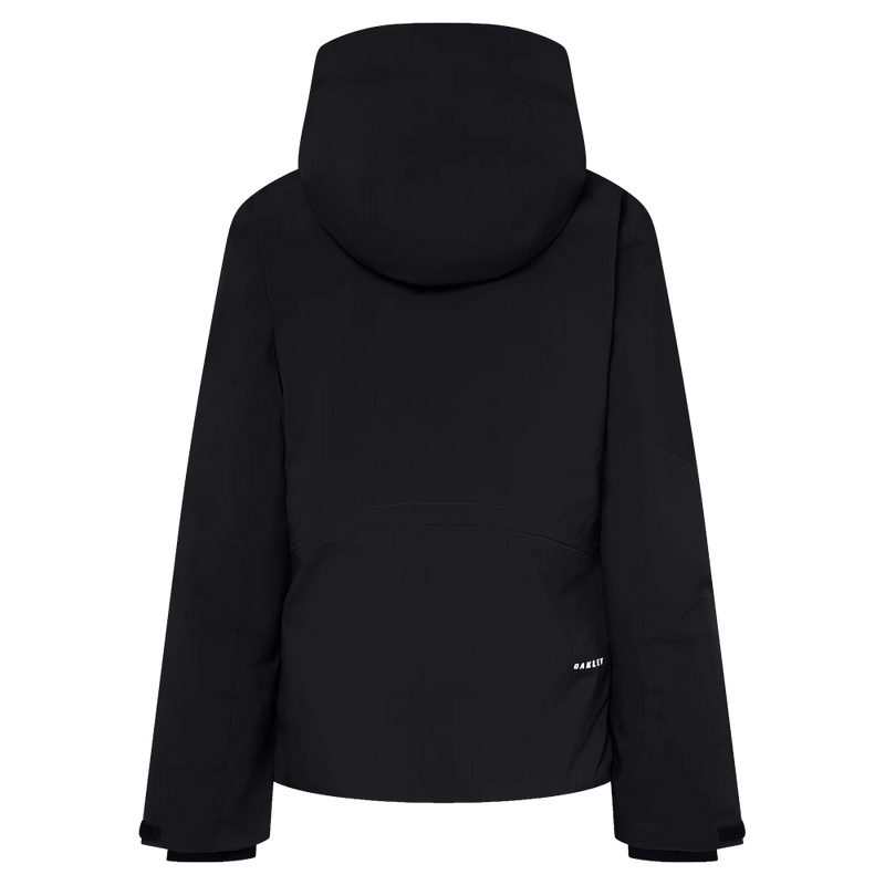 Back view of the Oakley Canopy Insulated Jacket in Blackout colourway, women model