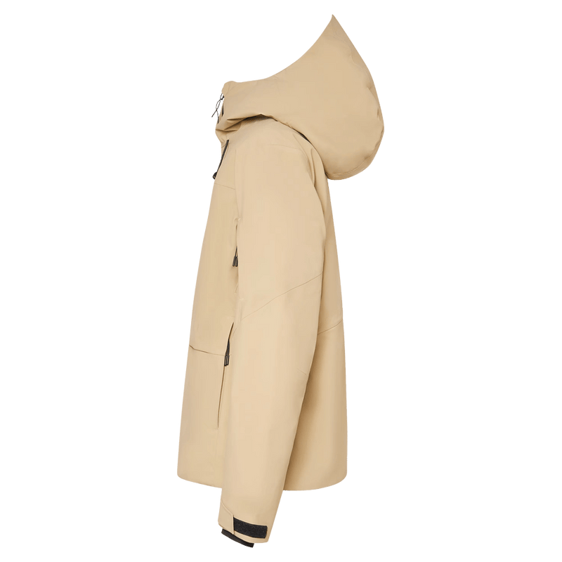 Side view of the Oakley Canopy Insulated Jacket in Pebble colourway, women model