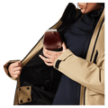 Goggle pocket view of the Oakley Canopy Insulated Jacket in Pebble colourway, women model