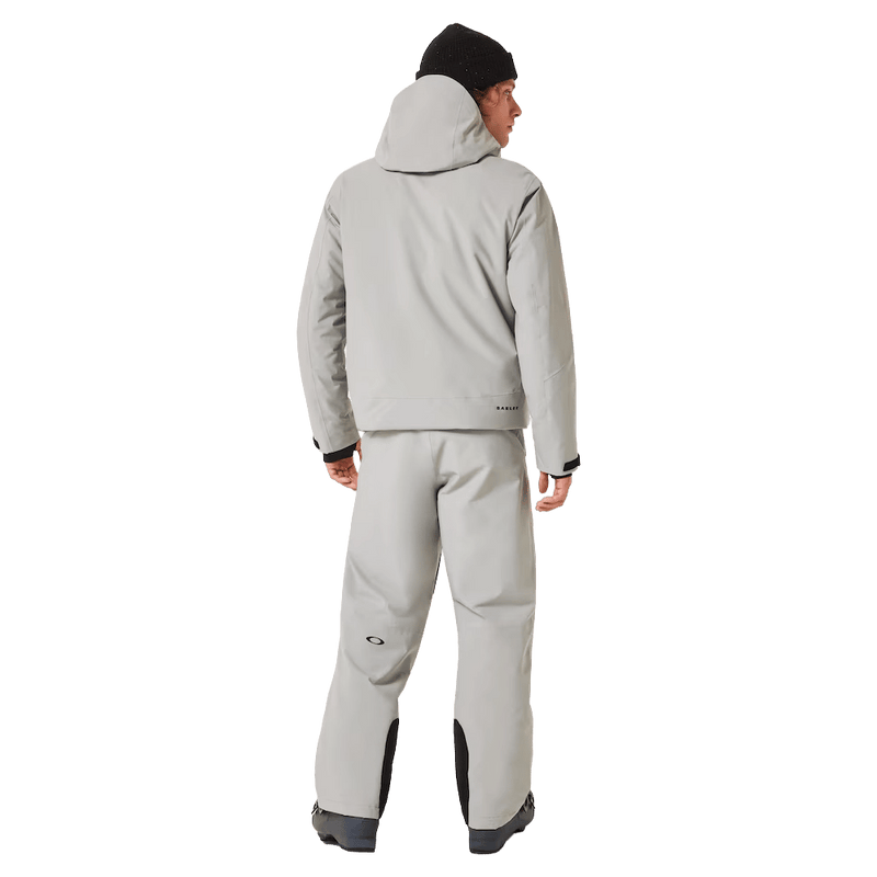 Full-body back view of the Oakley Canopy Insulated Ski Jacket in Cement colourway, men's model