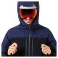 Hood view of the Oakley Canopy Pro Insulated Ski Jacket in ABYSS and BLACK colourway, men's model