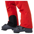Detail view of the Oakley Canopy Pro Insulated Ski Pants in FLAME RED and ROSEWOOD colourway, men's model