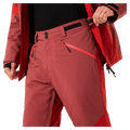 Waist view of the Oakley Canopy Pro Insulated Ski Pants in FLAME RED and ROSEWOOD colourway, men's model