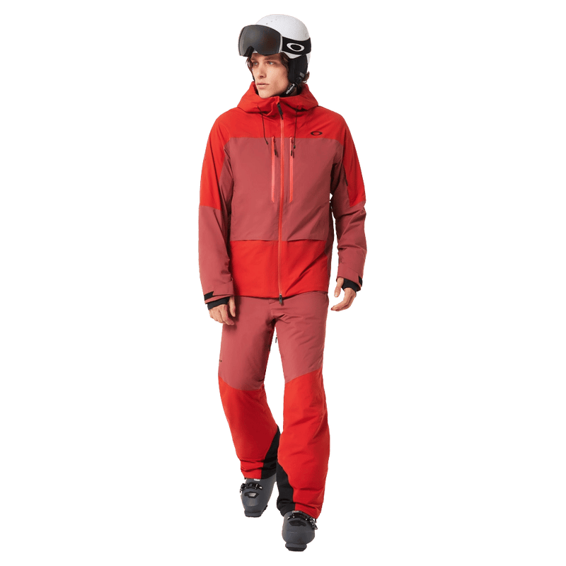 Main view of the Oakley Canopy Pro Insulated Ski Pants in FLAME RED and ROSEWOOD colourway, men's model