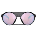 Front view of the Oakley Clifden Sunglasses in Polished Black, Prizm Snow Sapphire lens, unisex model