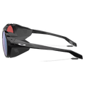 Side view of the Oakley Clifden Sunglasses in Polished Black, Prizm Snow Sapphire lens, unisex model