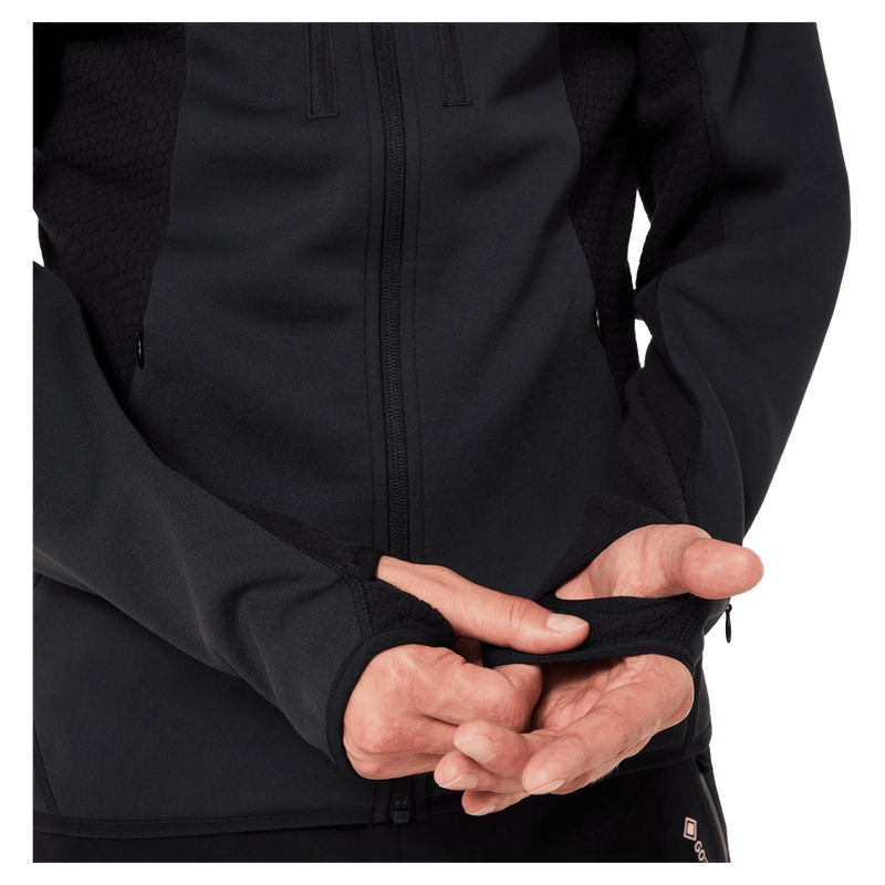 Detail view of the Oakley Drift Tech Fleece Hoodie in Black colourway, men's model