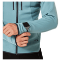 Detail view of the Oakley Drift Tech Fleece Hoodie in Pacific colourway, men's model