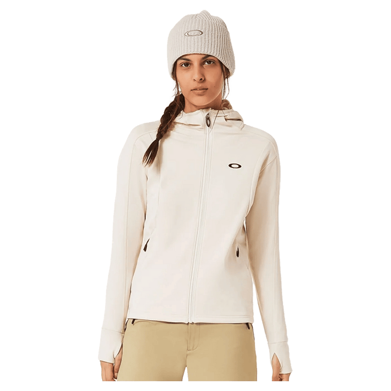 Front view of the Oakley Drift Tech Fleece in Mist colourway, women's model