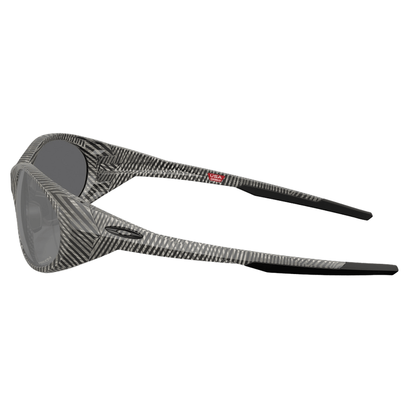 Side view of the Oakley Eye Jacket Redux Sunglasses in Matte Gret Fingerprint, Prizm Black lens, unisex model