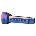 Side view of the Oakley Flight Deck Pro XM Goggles in Mikaela Sig., Prizm Sapphire and Iced lens, unisex model
