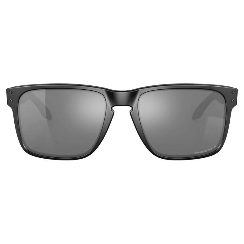 Front view of the Oakley Holbrook Sunglasses in Matte Black, Prizm Black Polarised lens, unisex model