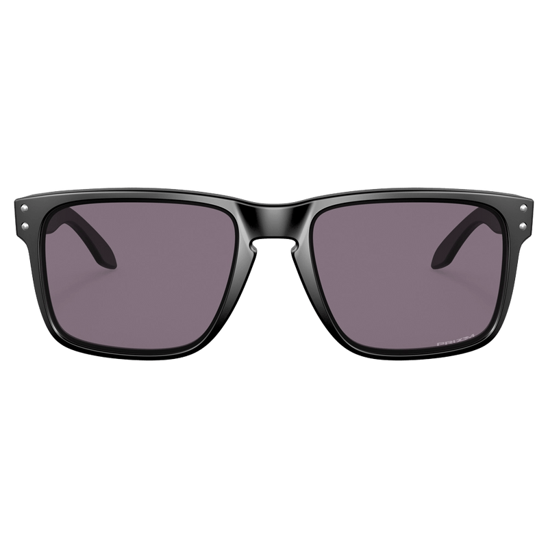 Front view of the Oakley Holbrook Sunglasses in Matte Black, Prizm Grey lens, unisex model