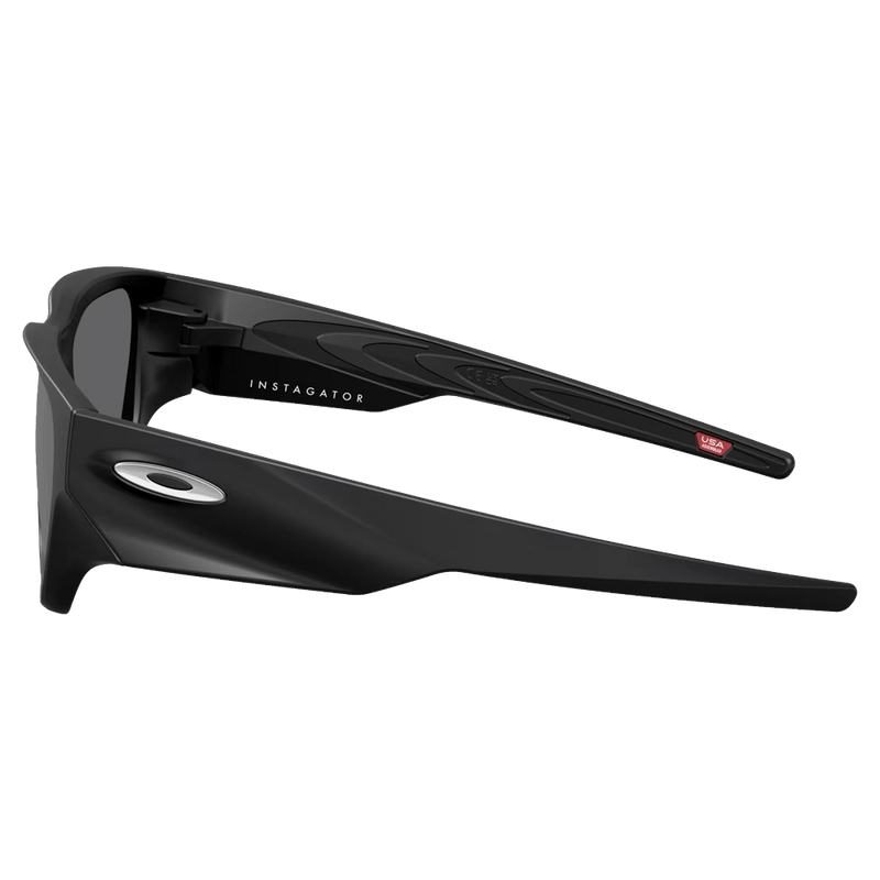 Side view of the Oakley Instagator Sunglasses in Matte Black colourway, unisex's model
