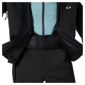 Powder skirt view of the Oakley Kendall Rc Shell 2.0 Ski Jacket in Blackout colourway, men's model