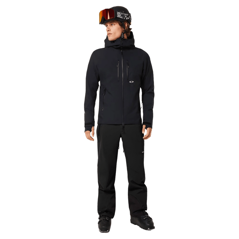 Front full-body view of the Oakley Kendall Rc Shell 2.0 Ski Jacket in Blackout colourway, men's model