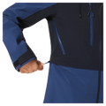 Pocket view of the Oakley Kendall Rc Shell Ski Jacket in ABYSS and BLACK colourway, women's model