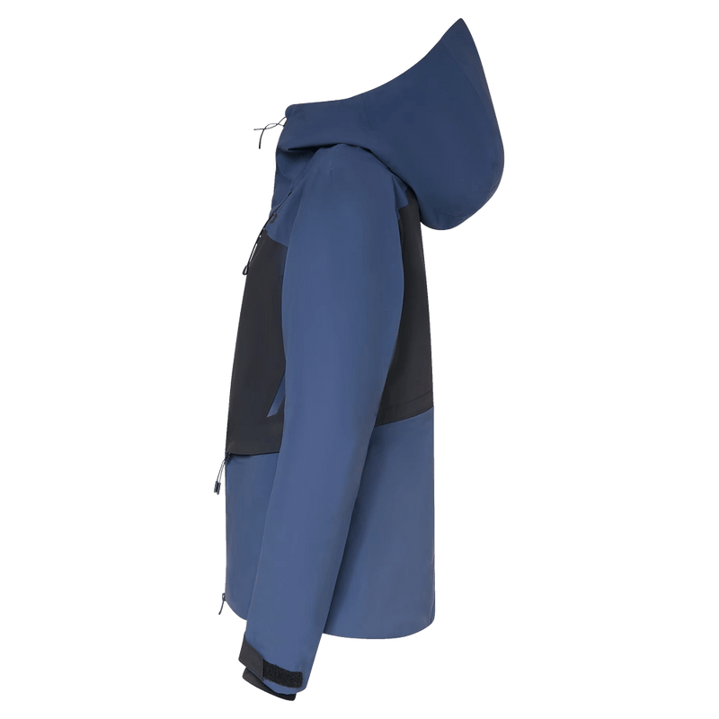 Side view of the Oakley Kendall Rc Shell Ski Jacket in ABYSS and BLACK colourway, women's model