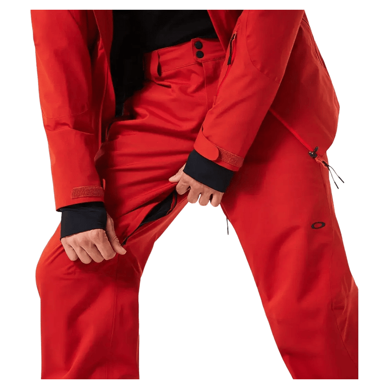 Vents view of the Oakley Kendall Rc Shell Ski Pants in Red Flame colourway, men's model