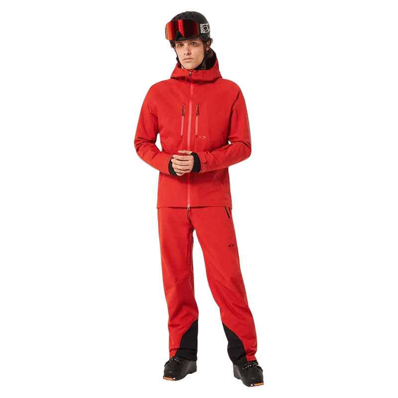 Front view of the Oakley Kendall Rc Shell Ski Pants in Red Flame colourway, men's model