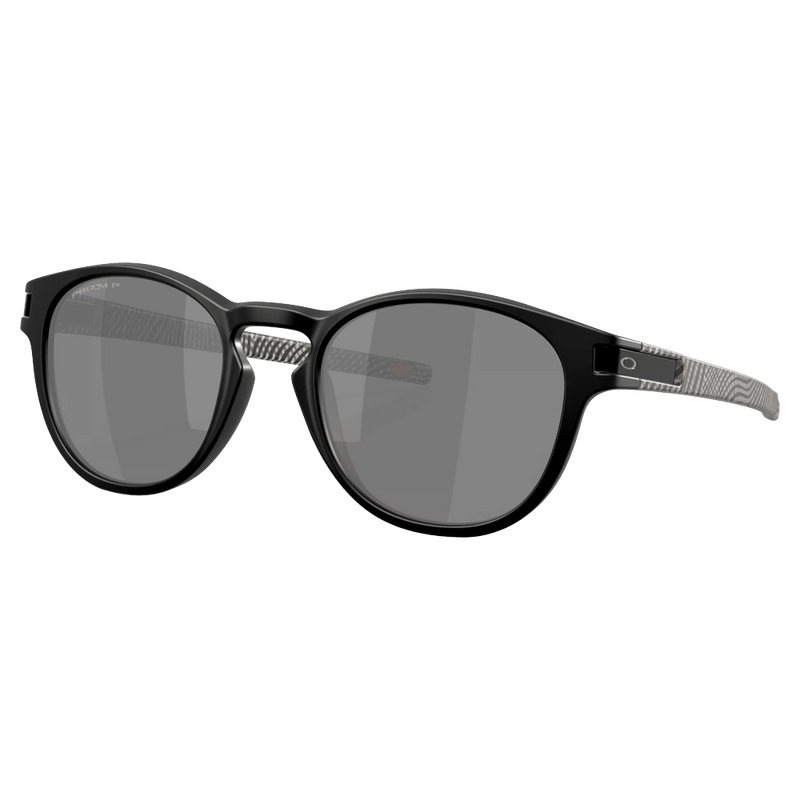 Main view of the Oakley Latch Sunglasses in Matte Black, Prizm Black Polar lens, unisex model