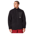 Front view of the Oakley Mountain Fire Sherpa Jumper in Blackout colourway, unisex's model