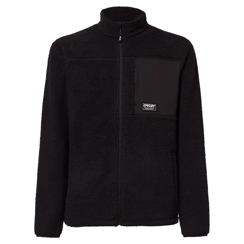 Main view of the Oakley Mountain Fire Sherpa Jumper in Blackout colourway, unisex's model