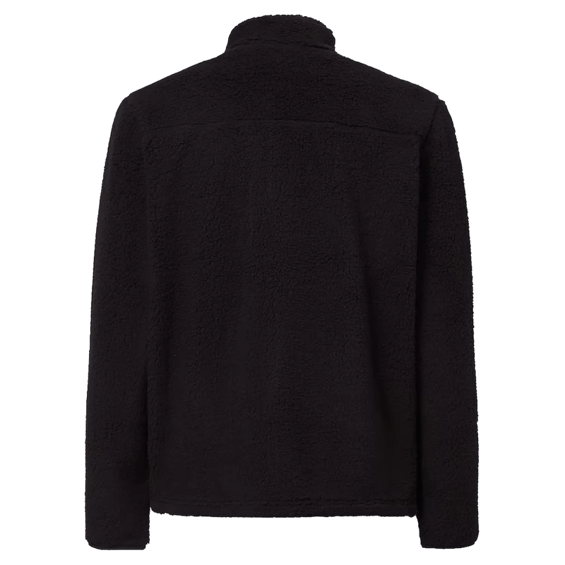 Back view of the Oakley Mountain Fire Sherpa Jumper in Blackout colourway, unisex's model