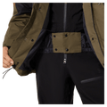 Powder skirt view of the Oakley Range Rc 2.0 Ski Jacket in Army Green colourway, men's model