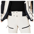 Powder skirt view of the Oakley Tnp Tbt Insulated Ski Jacket in Mist colourway, unisex's model