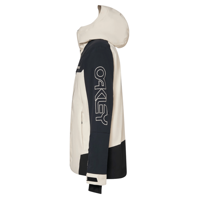 Side view of the Oakley Tnp Tbt Insulated Ski Jacket in Mist colourway, unisex's model