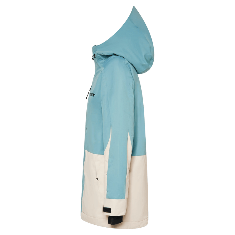 Side view of the Oakley Tnp Tbt Insulated Ski Jacket in Pacific colourway, women's model